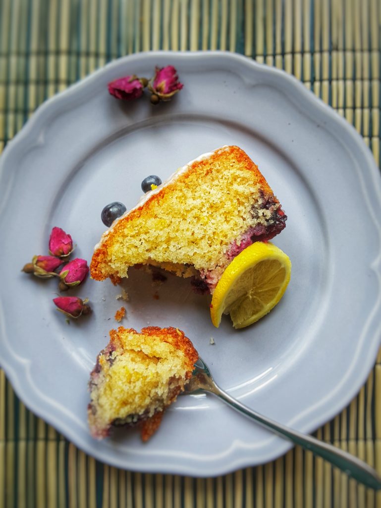 Luscious lemon drizzle blueberry cake