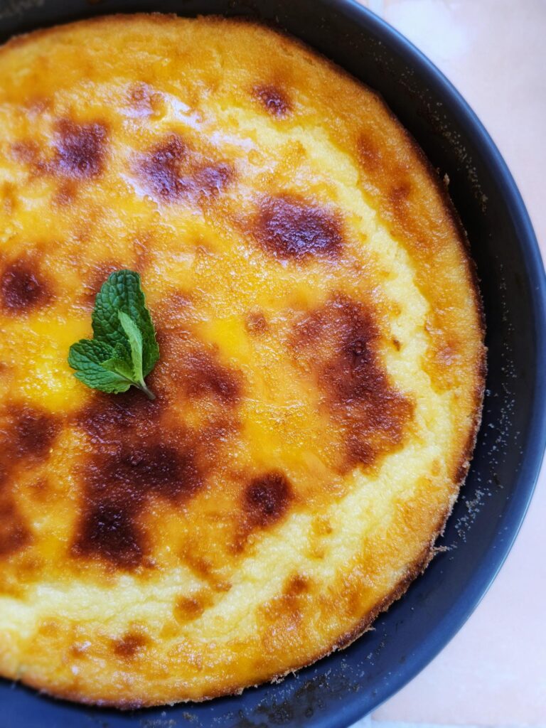 tray with greek galatopita milk pie