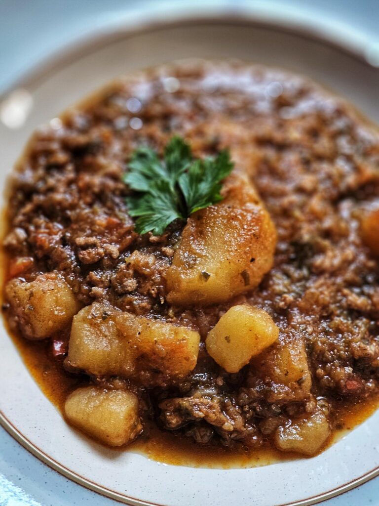 plate of Greek tourlou me kima